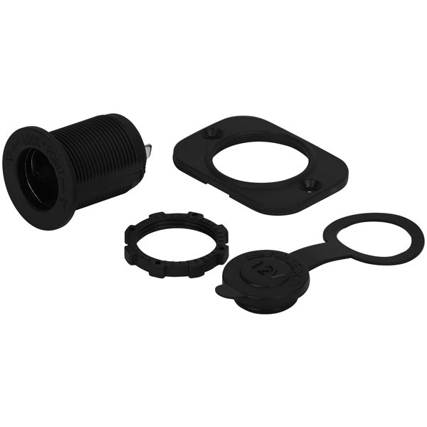 Flush Mount Socket Black 12/24V