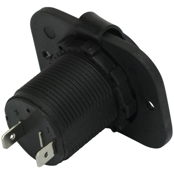 Flush Mount Socket Black 12/24V
