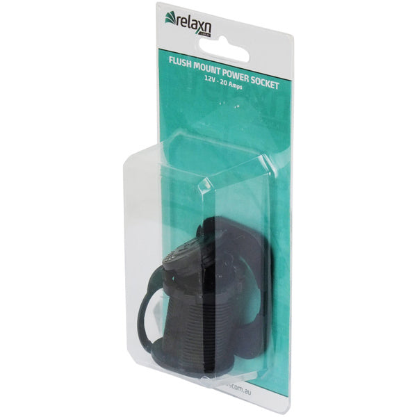 Flush Mount Socket Black 12/24V