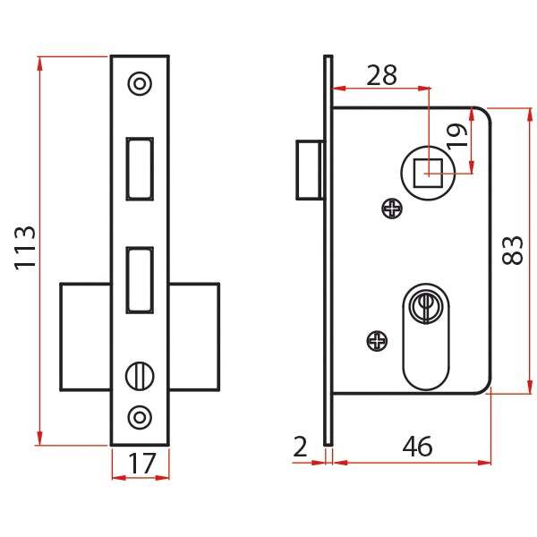 Door Lock - Mortise Diecast Brass