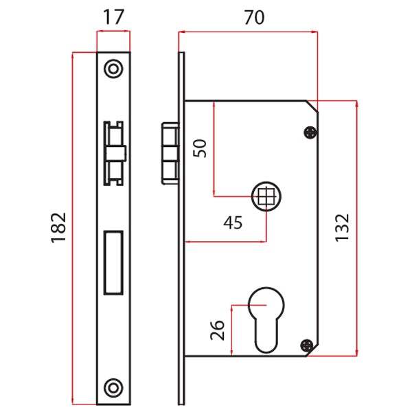 Door Lock - Anti-Rattle Mortise Diecast Brass