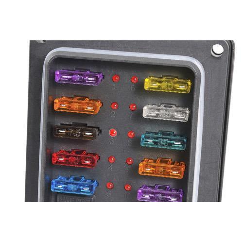 10-Way Weatherproof ATS Blade Fuse Box - LED Fault Indicator