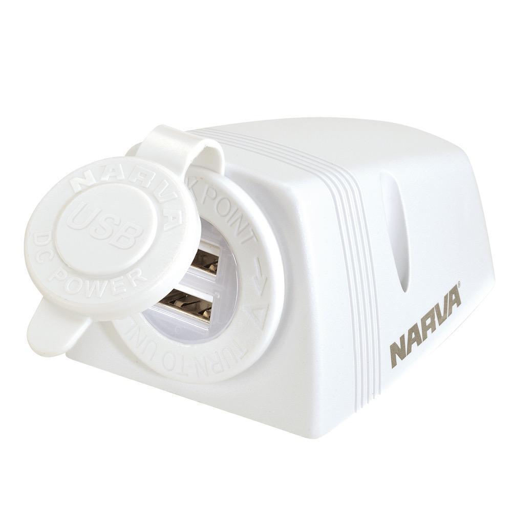 Heavy-Duty Surface Mount Dual USB Socket - White