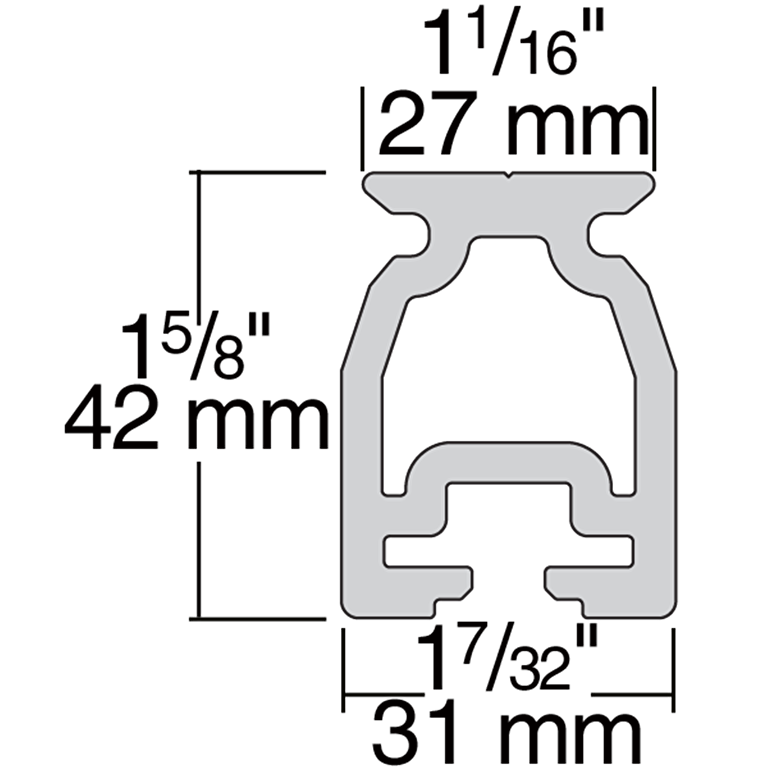 27mm High-Beam Pinstop Track - 1.5 m